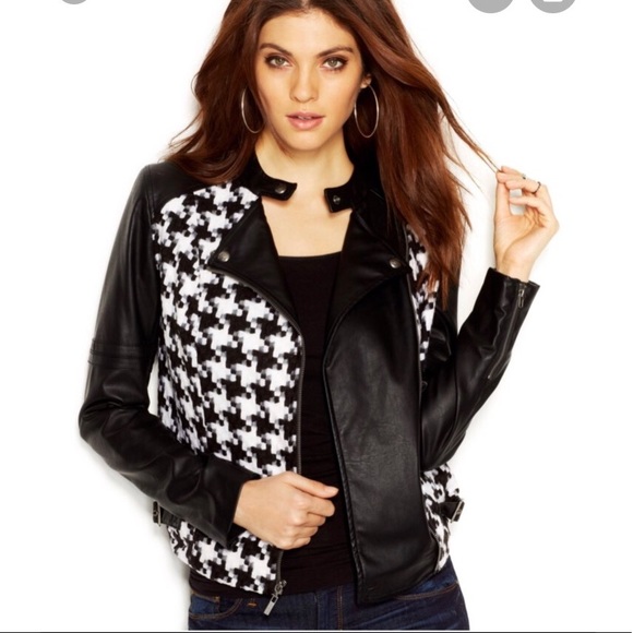 guess houndstooth coat